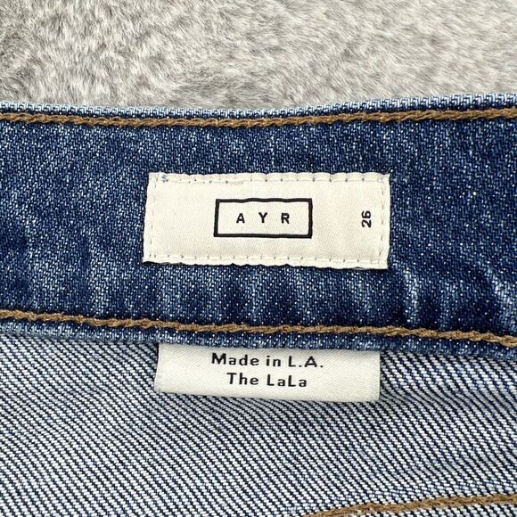 Ayr Jeans Womens 26 Blue The LaLa Made In LA Straight Leg Medium Wash USA Denim - Picture 3 of 16